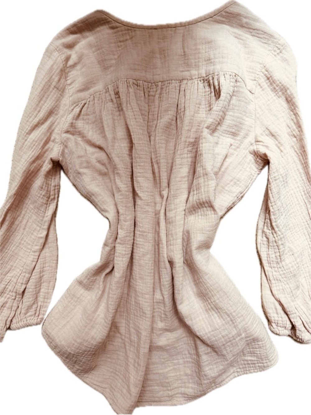 Ann Taylor Lightweight Button-Down Gauze Blouse in Soft Pale Pink - Picture 4 of 4